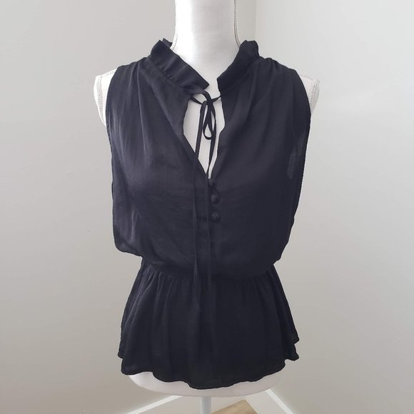 Romeo & Juliet Couture Tops - Romeo & Juliet Couture Sleeveless Frill Blouse Black Size Small